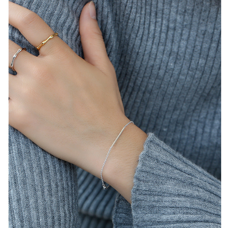 B0003 Wind-plated Gold Inlaid Diamond Simple Bracelet for Women Minimalist Geometric Fashion Accessories