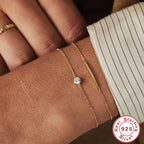 S925 Sterling Silver Diamond Heart Bracelet for Women Korean Style