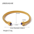2H Natural Stone Bracelet for Women, Non-Fading Open Bangle, Stainless Steel Jewelry