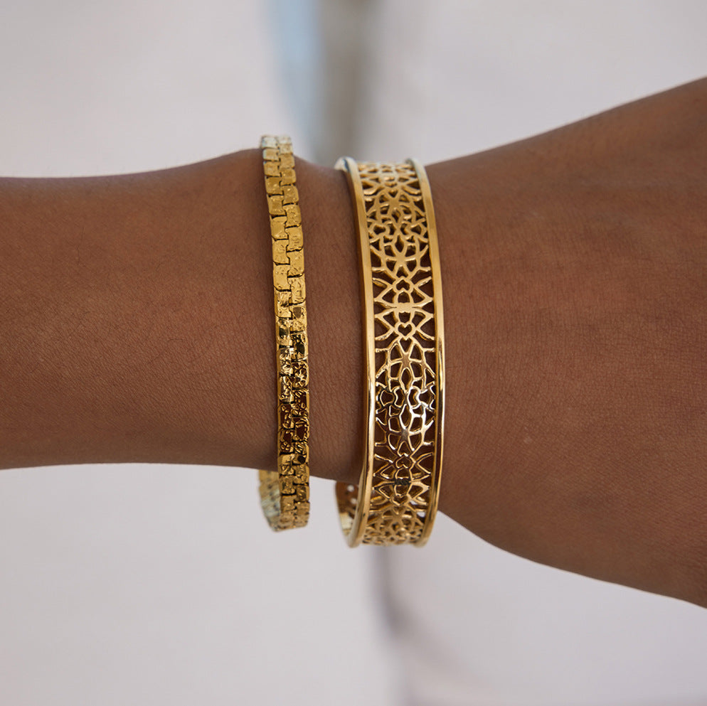 2H Open Bracelet Non-Fading Vintage Bracelet Stainless Steel Jewelry for Women