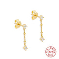 925 Sterling Silver Tassel Inlaid Diamond Pearl Stud Earrings — collection product image 06