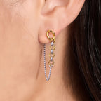 Stainless Steel Color Block Chain Tassel Earrings Studs18K Ornament