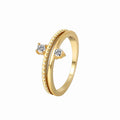 Gold-Plated Brass Sculptural CZ Ring with Drop Detail for private-label fashion jewelry buyers