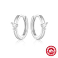 Rainbow Star Moon Zircon 925 Sterling Silver Hoop Earrings — earring silhouette — alternate angle 2 — jewelry finish and design detail
