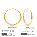 Gold-Plated Stainless Steel Hoop Earrings with Sculptural Detail — alternate product view — jewelry finish and design detail