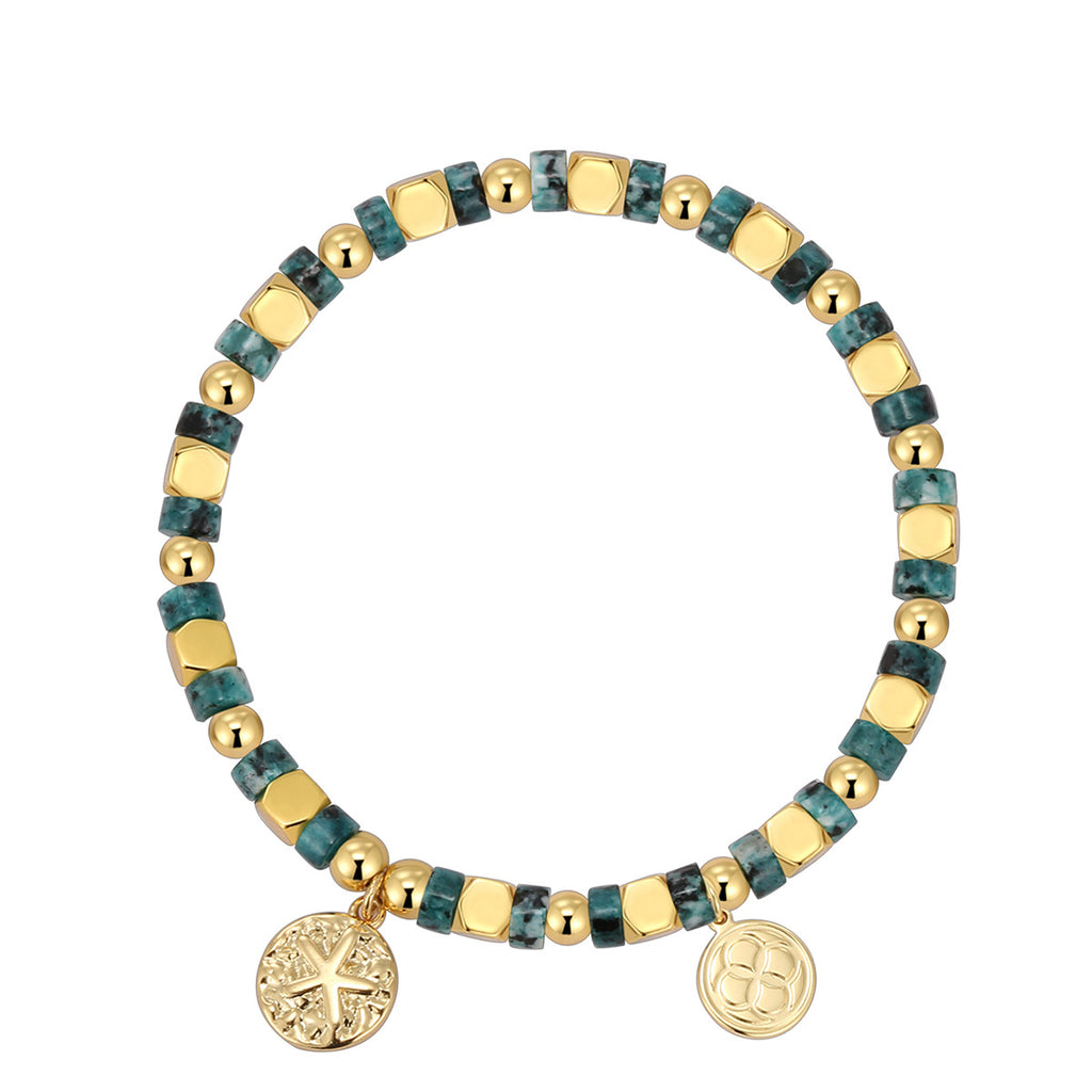 B0270 Vintage and Starfish Round African Turquoise Beaded Bohemian Fashion Bracelet