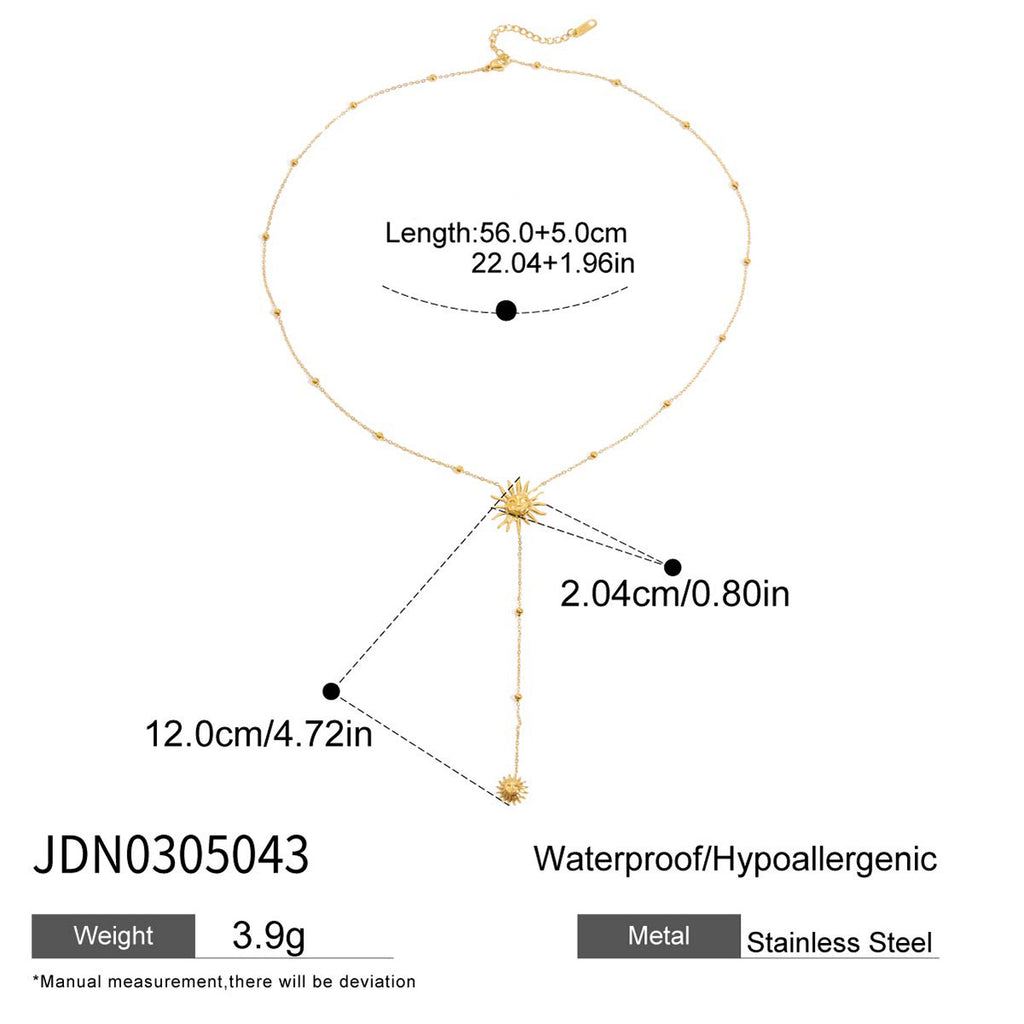 2H Sun y Word Chain Long Necklace Collarbone Chain Stainless Steel Jewelry Non-Fading