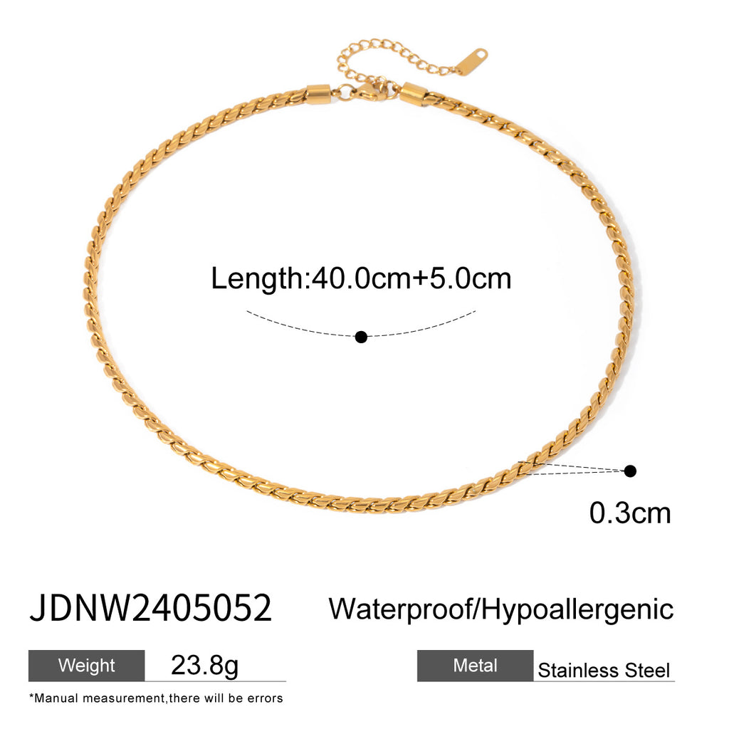 18K Gold Stainless Steel/3Mm Type A S Chain Necklace Beach Summer Fashion Simple Exquisite Bracelet
