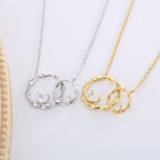CYN0113 Mobius Double Ring Copper Necklace Pendant Simple Collarbone Chain