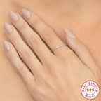 S925Sterling Silver Single Row Diamond Women's Wedding Ring Gift Premium Ring