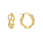 SE0033 S925Silver Hip-Hop Plated14K Gold Earrings for Women with Lock Clasp and Zircon Inlay, Minimalist Style