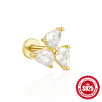 S925Sterling Silver Flat Threaded Piercing Chain Earrings Hot Sale Fashion Inlaid Diamond Opal Ear Bone Stud Earrings for Women