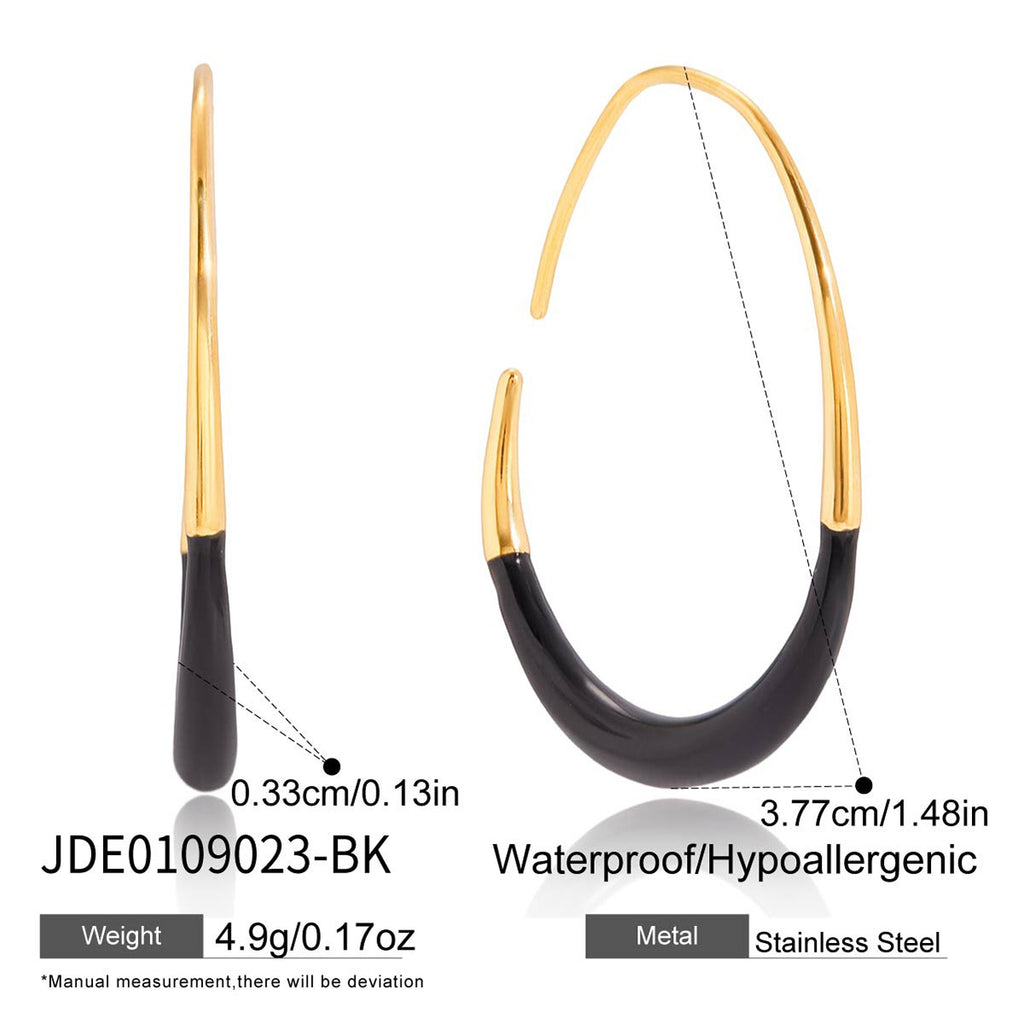 Stainless Steel Oil Drip Water Drop C Hoop Earrings Jewelry Accessories