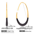 Gold-Plated Stainless Steel Hoop Earrings with Teardrop Enamel Detail — alternate product view — jewelry finish and design detail
