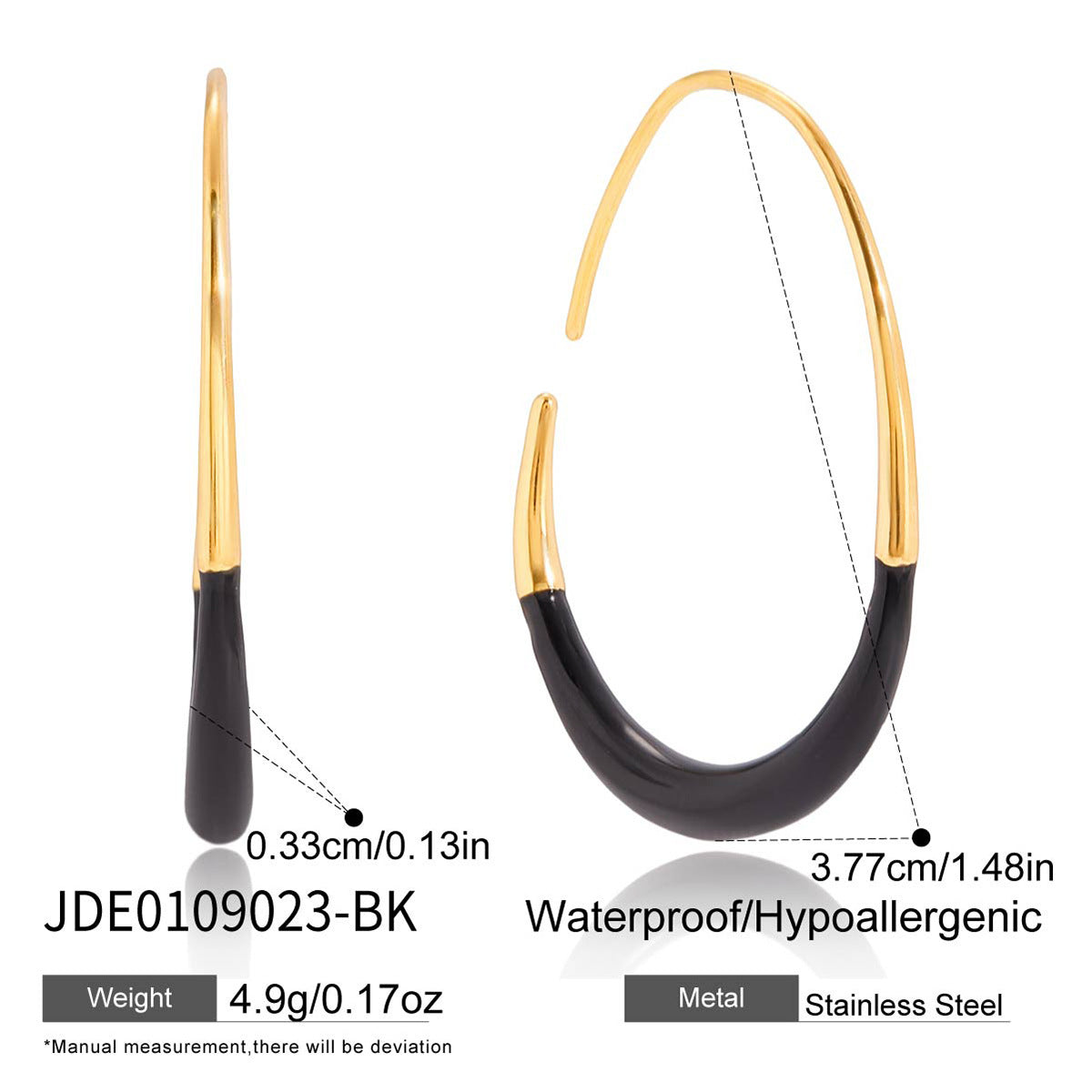 Stainless Steel Oil Drip Water Drop C Hoop Earrings Jewelry Accessories