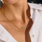 Rhinestone Heart Necklace Collarbone Chain Stainless Steel Jewelry for Women