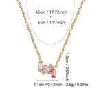 N0179 Fashion Pink Zircon Micro-inlaid White Zircon Necklace for Women Trendy Jewelry Collarbone Chain