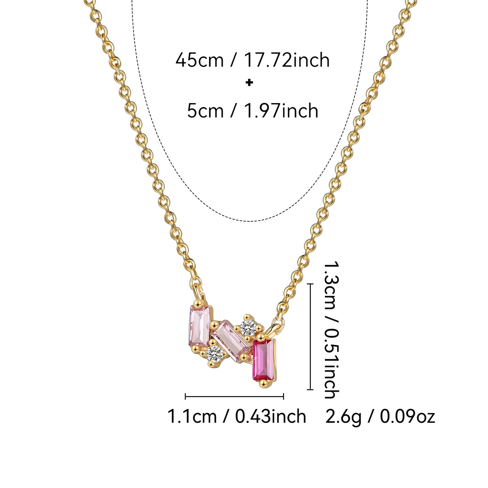 N0179 Fashion Pink Zircon Micro-inlaid White Zircon Necklace for Women Trendy Jewelry Collarbone Chain