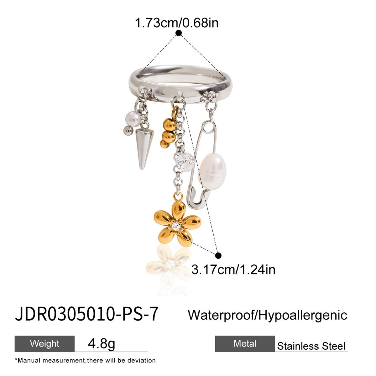 2H Tassel Ring Non-Fading Jewelry Stainless Steel Accessories for Women ring