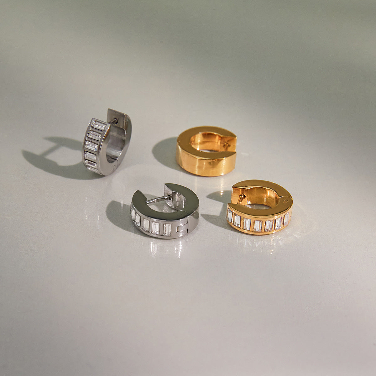 Stainless Steel Rhinestone Earrings Jewelry for Women Non-Fading Stud Earrings