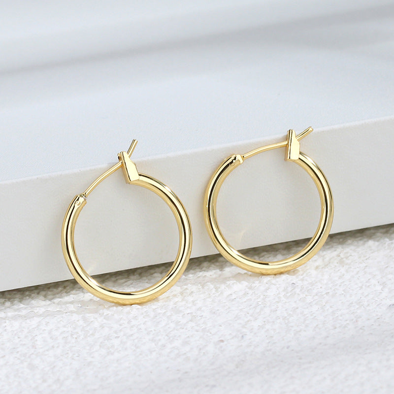 E0307 Simple Round Small Hoop Earrings20mm New Glossy Earrings Ear Clips Hoop Ornament Women