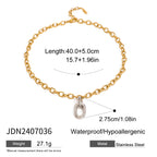 Stainless Steel Circle Geometric Necklace Bracelet Contrast Color Earrings Jewelry