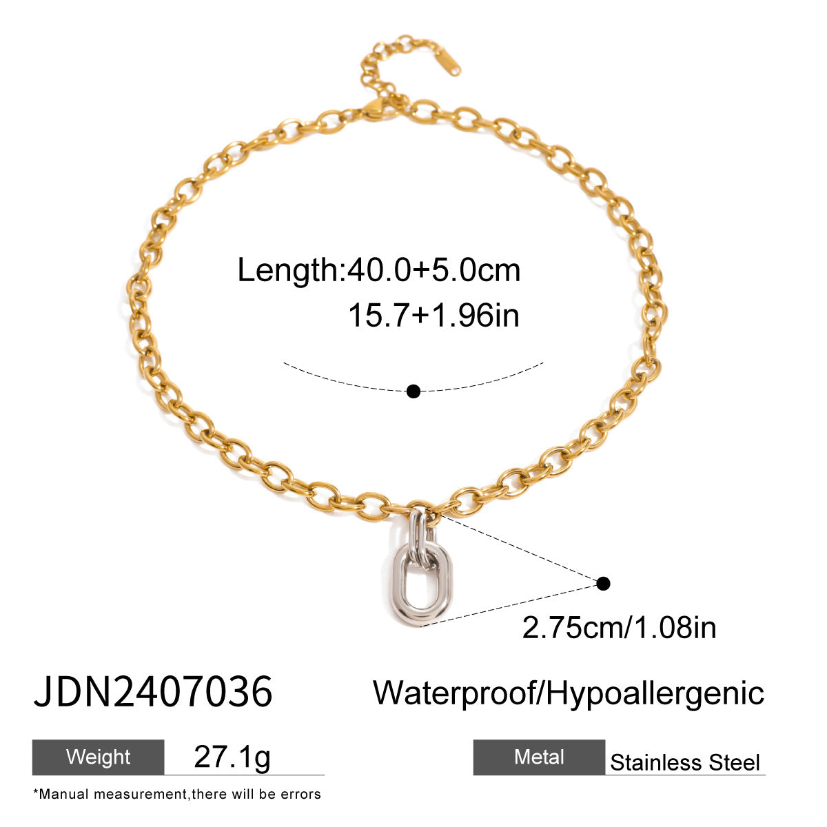 Stainless Steel Circle Geometric Necklace Bracelet Contrast Color Earrings Jewelry