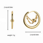 E0408 Brass Gold-Plated Faceted Bead Hoop Earrings for Women Chain Hollow Round Ear Jewelry