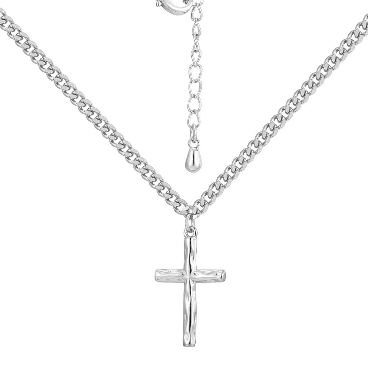 N0271 Brass Gold-Plated Vintage Design Hammered Cross Pendant for Women, Gold and Silver Two-Tone Optional Pendant
