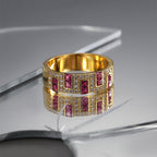 Gold-Plated Brass Square Red CZ Ring with Cubic zirconia Detail for private-label fashion jewelry buyers