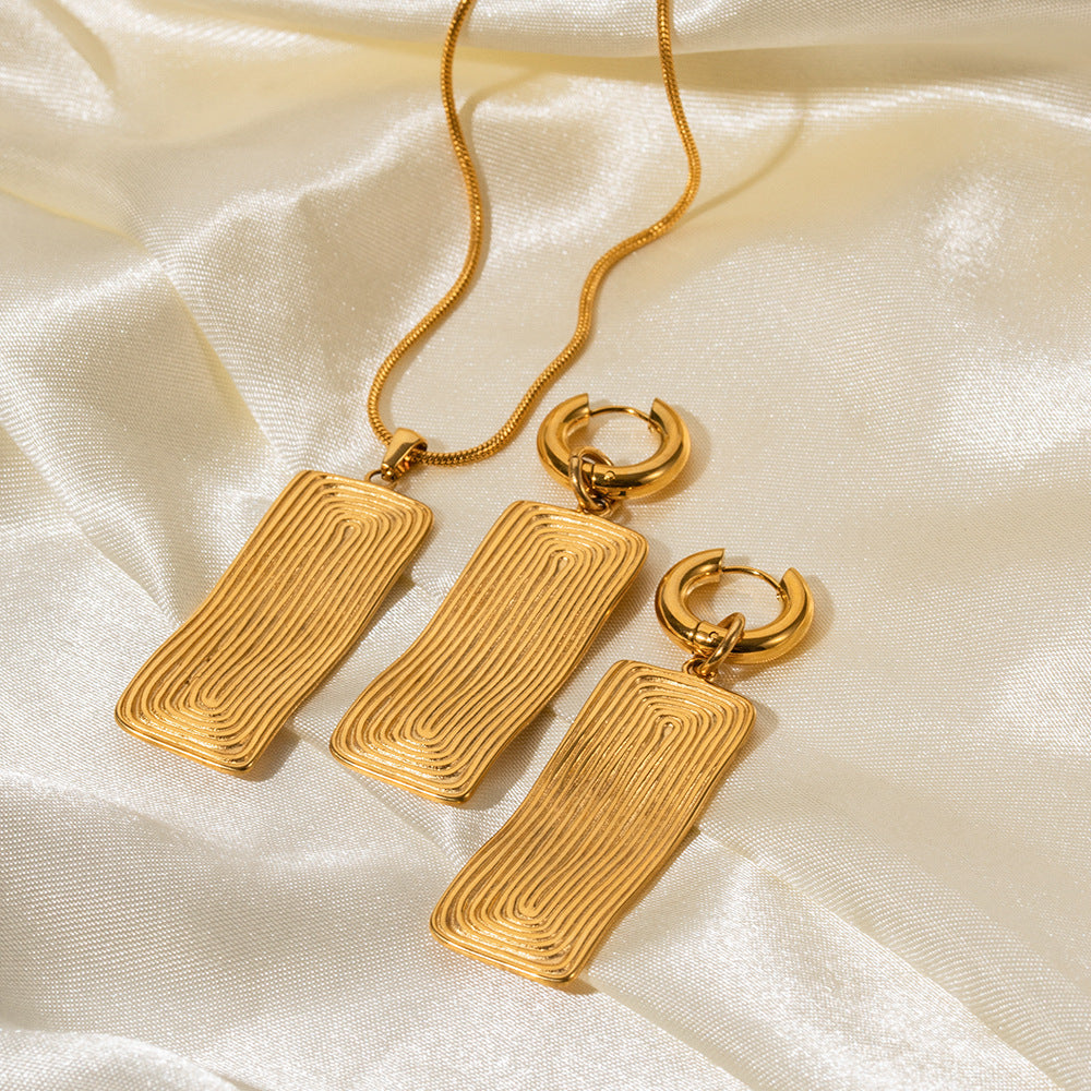 2H New Style Necklace 18K Gold Stainless Steel Threaded Rectangle Pendant Necklace Necklace Women's Jewelry