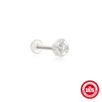 925Sterling Silver Tassel Water Drop Zircon Cartilage Piercing Flat Spiral Piercing Earrings Hot Selling Ear Bone Studs