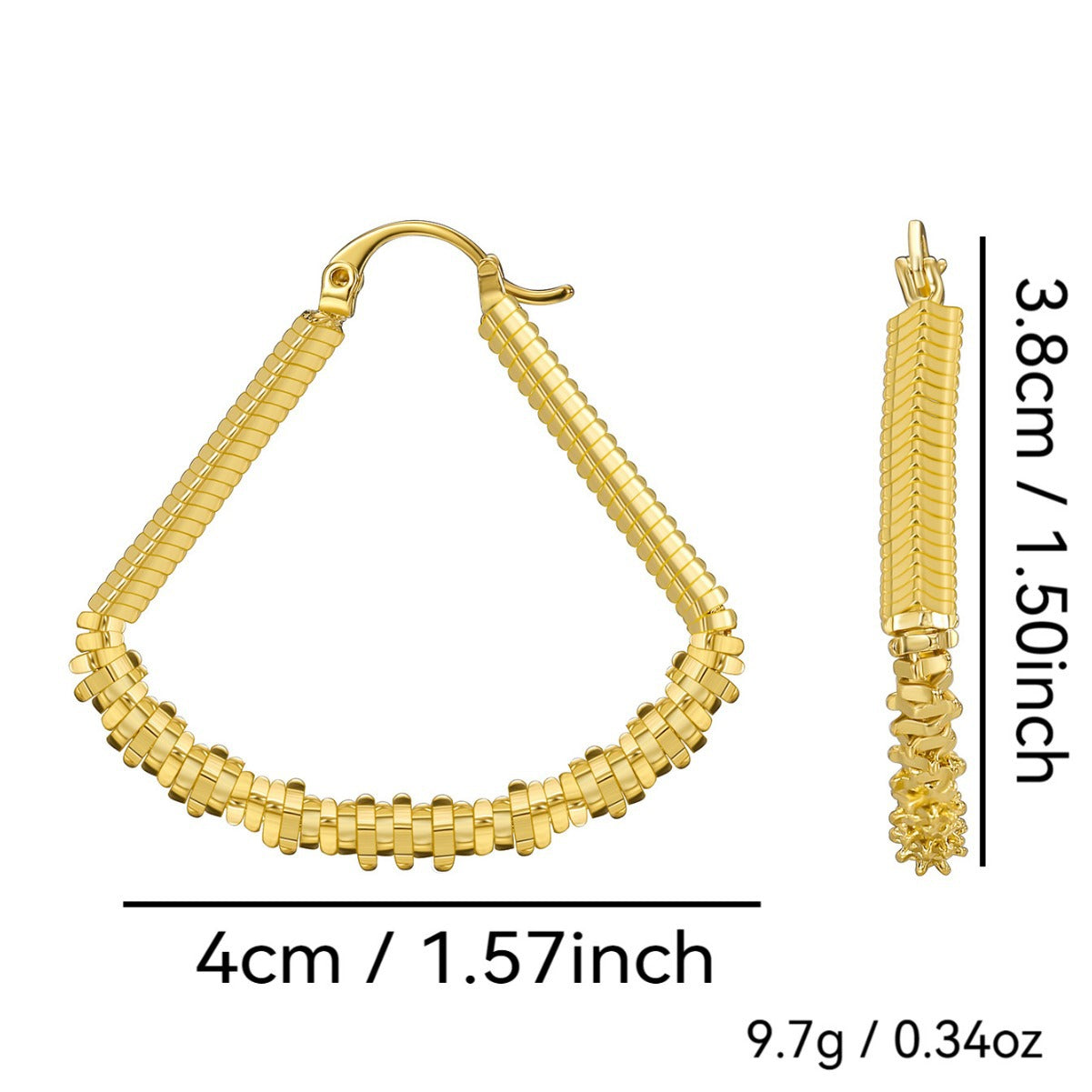 E0573 Simple Design Fan-shaped Earrings for Women, Directly from Manufacturer, Gold-plated18K Ear Earrings