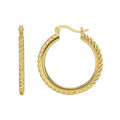 Gold-Plated Brass Twisted Hoop Earrings — Luminous Finish with gold-tone brass construction