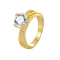 Gold-Plated Brass Minimalist CZ Ring with Cubic zirconia Detail styled for independent jewelry boutiques