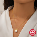 S925 Sterling Silver Bowknot Pearl Necklace, Japanese Korean Design