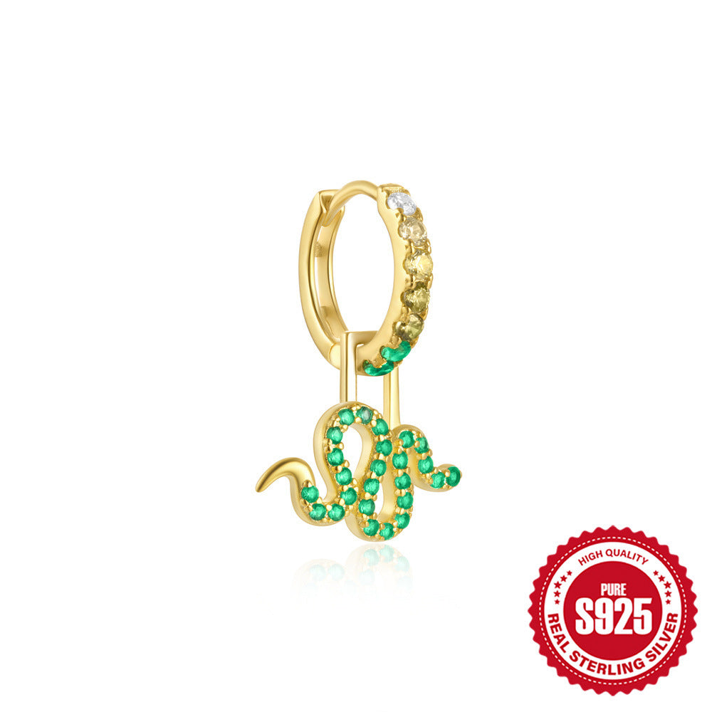 925Sterling Silver Inlaid Diamond Animal Goldfish Pendant Hoop Earrings Hot-Selling Heart Lightning Earrings for Women