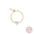 S925Sterling Silver Inlaid Simulated Diamond Zircon Open Ring for Women Hot Selling Chain Adjustable Index Finger Ring