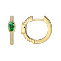 Gold-Plated Brass Round Green CZ Hoop Earrings with gold-tone brass construction