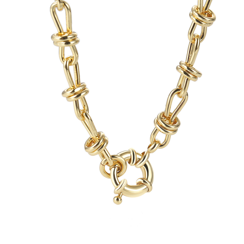 N0194 Fashion18K Gold-plated Necklace 8Font Chain Circle Necklace Geometric Punk Metal Necklace