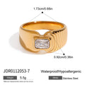 Gold-Plated Stainless Steel Cubic Zirconia Ring — Soft Contour — jewelry construction