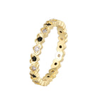 R0672 Fashionable Personality Ring for Women with Heart Inlay and Black and White Zircon