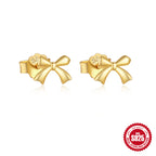 New S925Sterling Silver Stud Earrings V Full Diamond Star Flower Earrings Korean and Japanese Fashion Cute Bowknot Earrings for Women