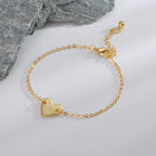 B0182  Korean Version Fashion Simple Heart-shaped Bracelet for Women gold Love Heart26Minimalist Letter Style