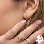 S925 Sterling Silver Colorful Diamond Hoop Earrings Minimalist