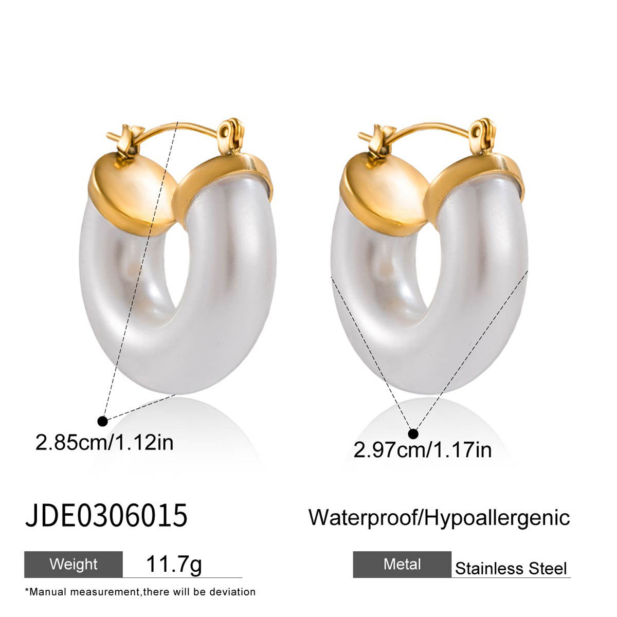 Stainless Steel Resin Imitation Pearl Earrings Ear Buckle Jewelry Does Not Fade