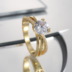 R0502 Fashion Spring New Single Zircon Ring for Women Simple Minimalist Ring