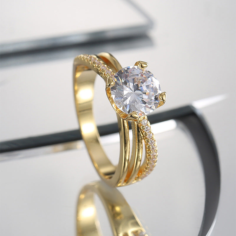 R0502 Fashion Spring New Single Zircon Ring for Women Simple Minimalist Ring