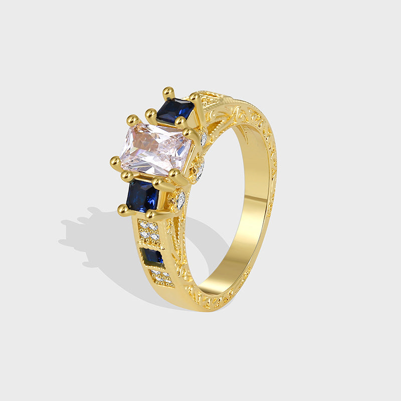 R0369 Fashionable Square Zirconia Ring for Women