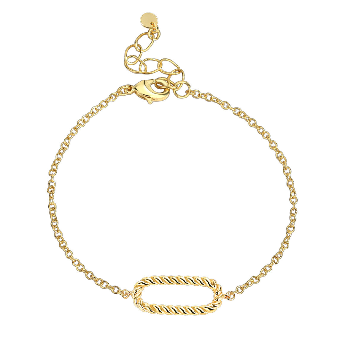 B0090   Simple Gold-Plated Braided Oval Bracelet for Women Woven Circle Hollow Egg-Shaped Bangle